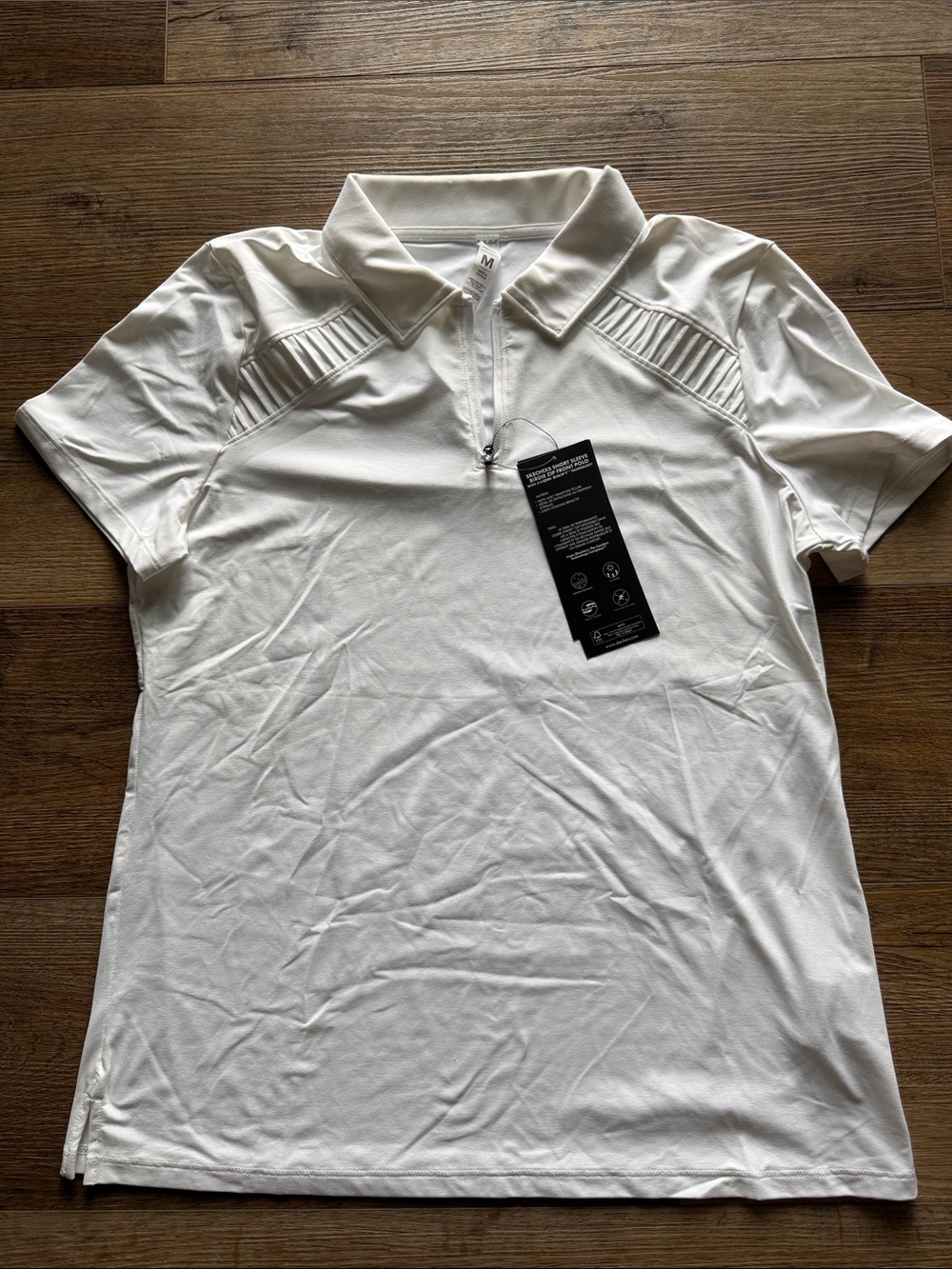 Skechers white Short-Sleeve Partial Zip Polo Top